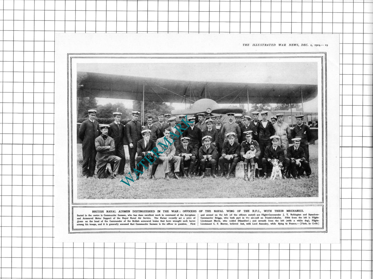 Naval Wing RFC Samson Babington Briggs Marix Beevor WW1 - 1914 Clipping / Print