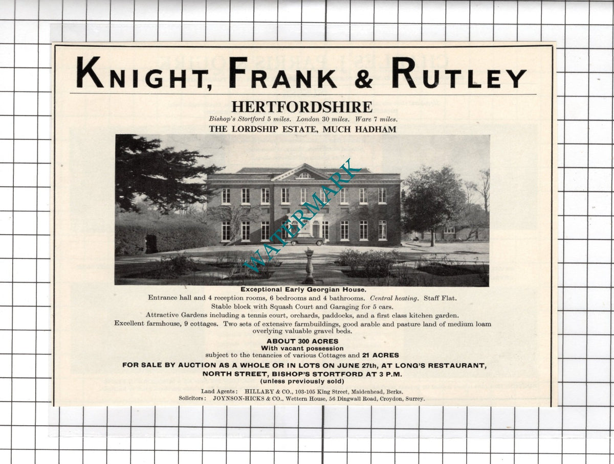 The Lordship Estate Much Hadham Hertfordshire - 1967 House Sale Advert