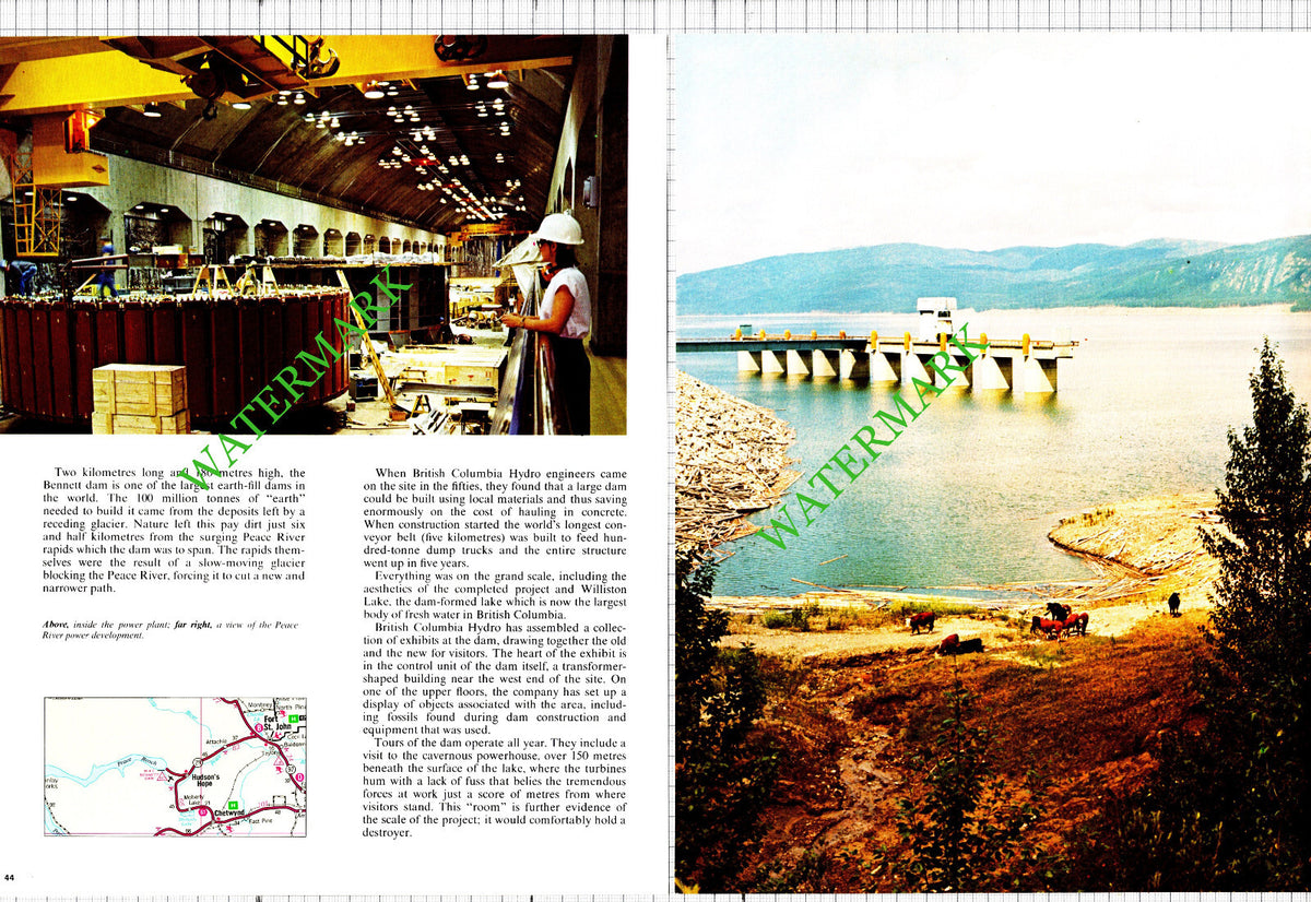 W A C Bennett Dam Hudson's Hope British Columbia Canada - 1980 Article