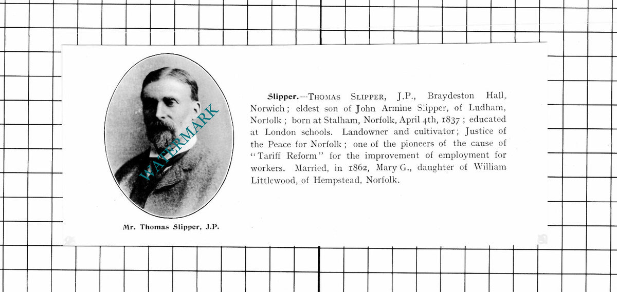 Thomas Slipper Braydeston Hall Norwich Norfolk - 1911 Clipping