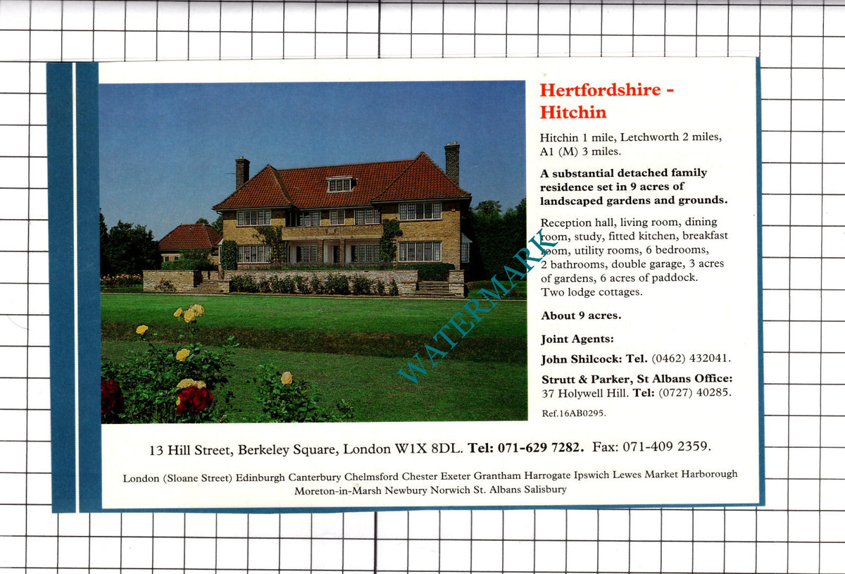 Ickham Kent / Hitchin Hertfordshire House Sale Advert - c.1991 Cutting / Print