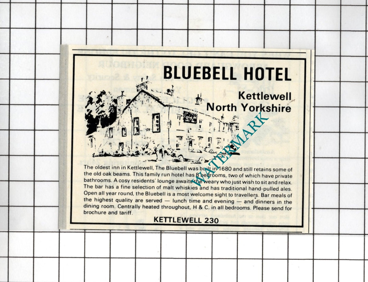 Bluebell Hotel Kettlewell North Yorkshire - 1982 SMALL Advert