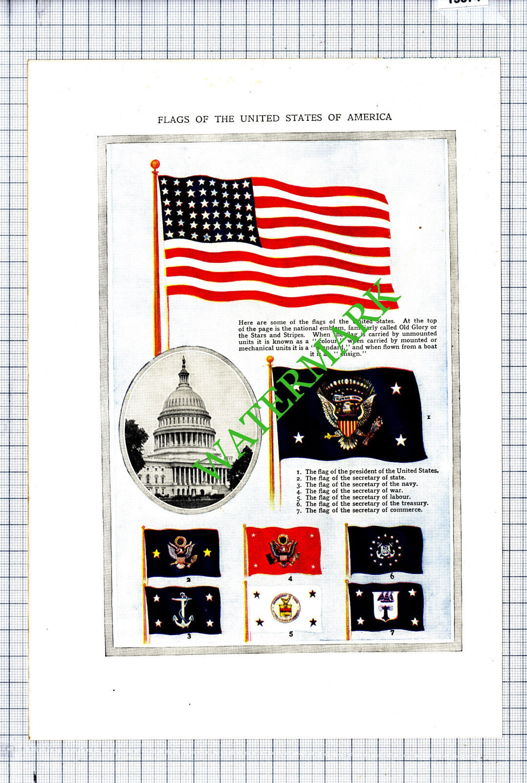 Flags Of The United States Of America - c.1940s Print