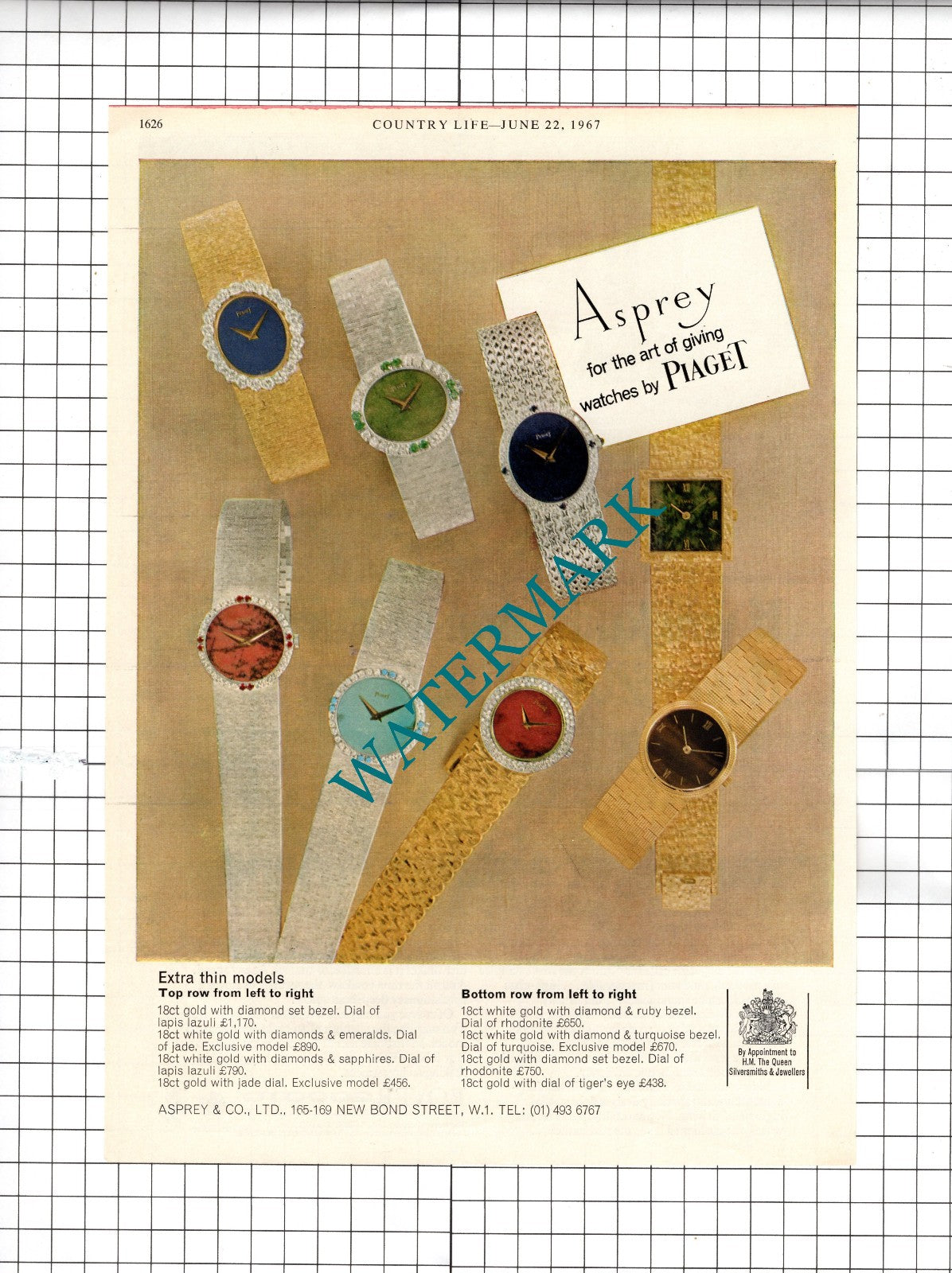 Rover 2000 TC Car Advert / Asprey & Co Piaget Watches - 1967 Advert