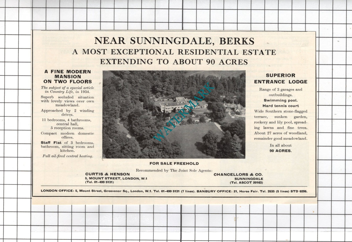 Sunningdale Berkshire - 1967 House Sale Advert