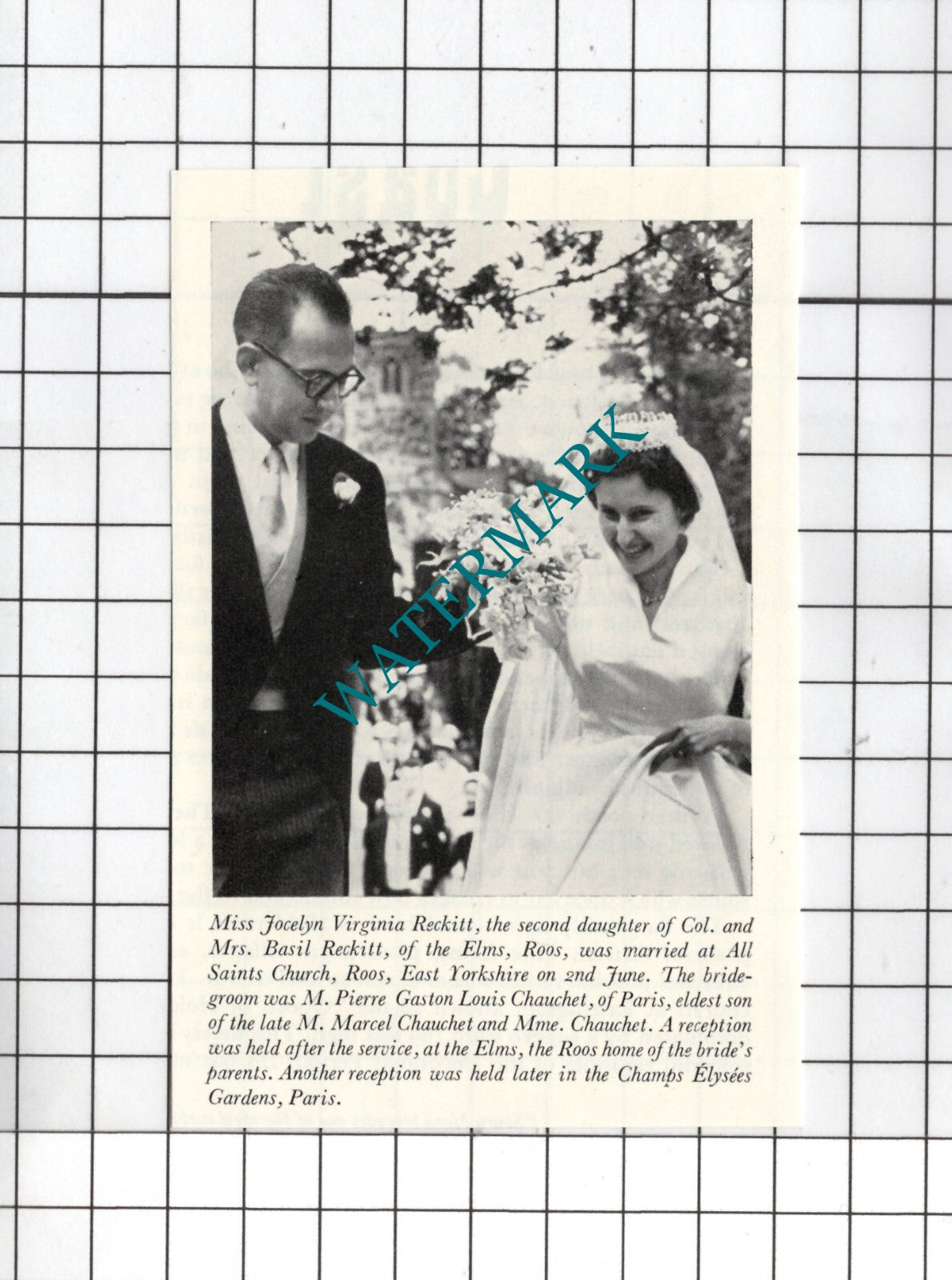 Miss Jocelyn Virginia Reckitt The Elms Roos Yorkshire Chauchet - 1956 Clipping