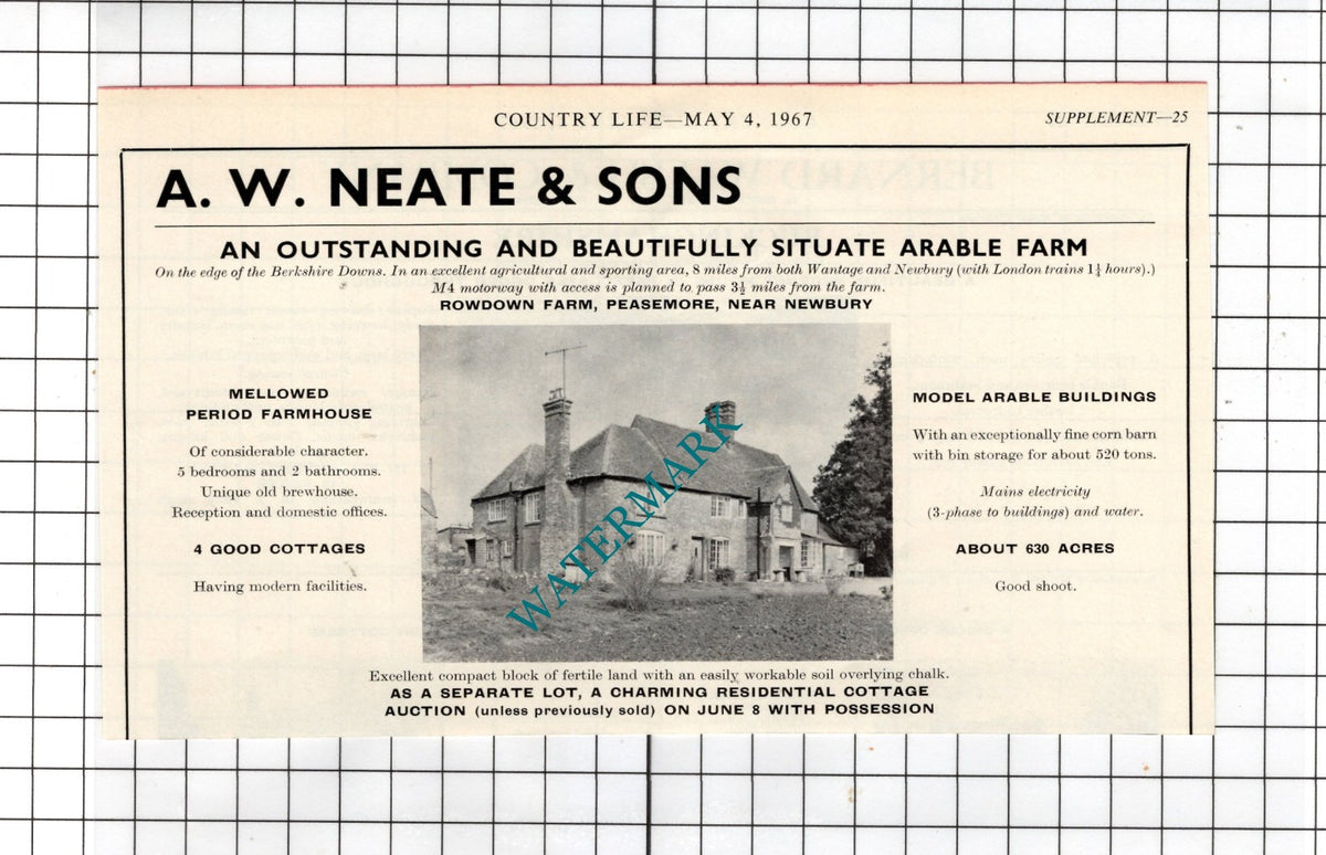 Rowdown Farm Peasemore Berkshire - 1967 House Sale Advert