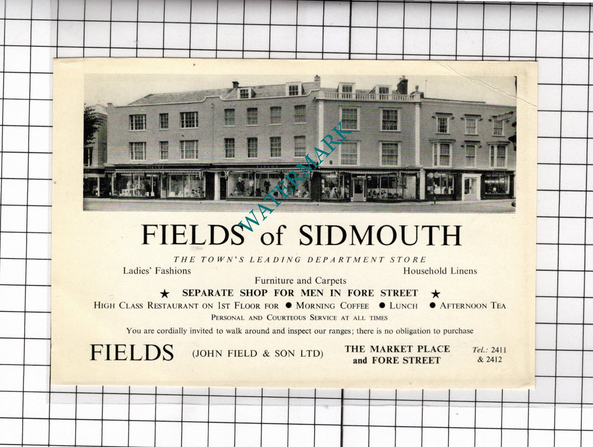 Fields Of Sidmouth Devon John Field & Son Ltd - 1968 Advert