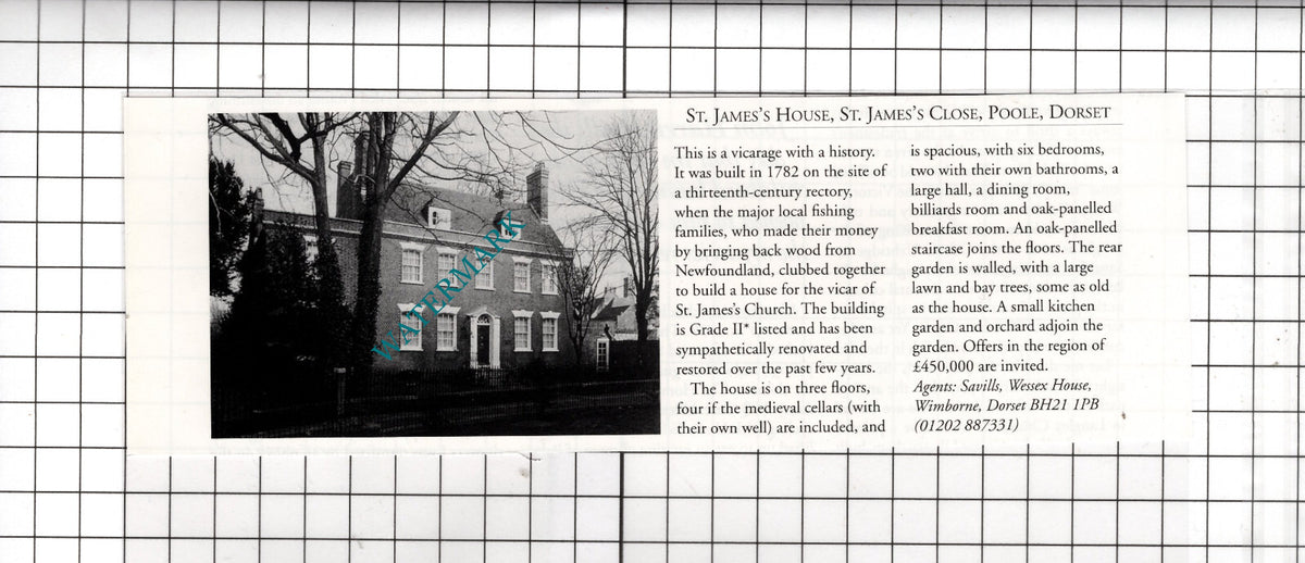 St James's House St James's Close Poole Dorset House Sale Advert - 1995 Cutting