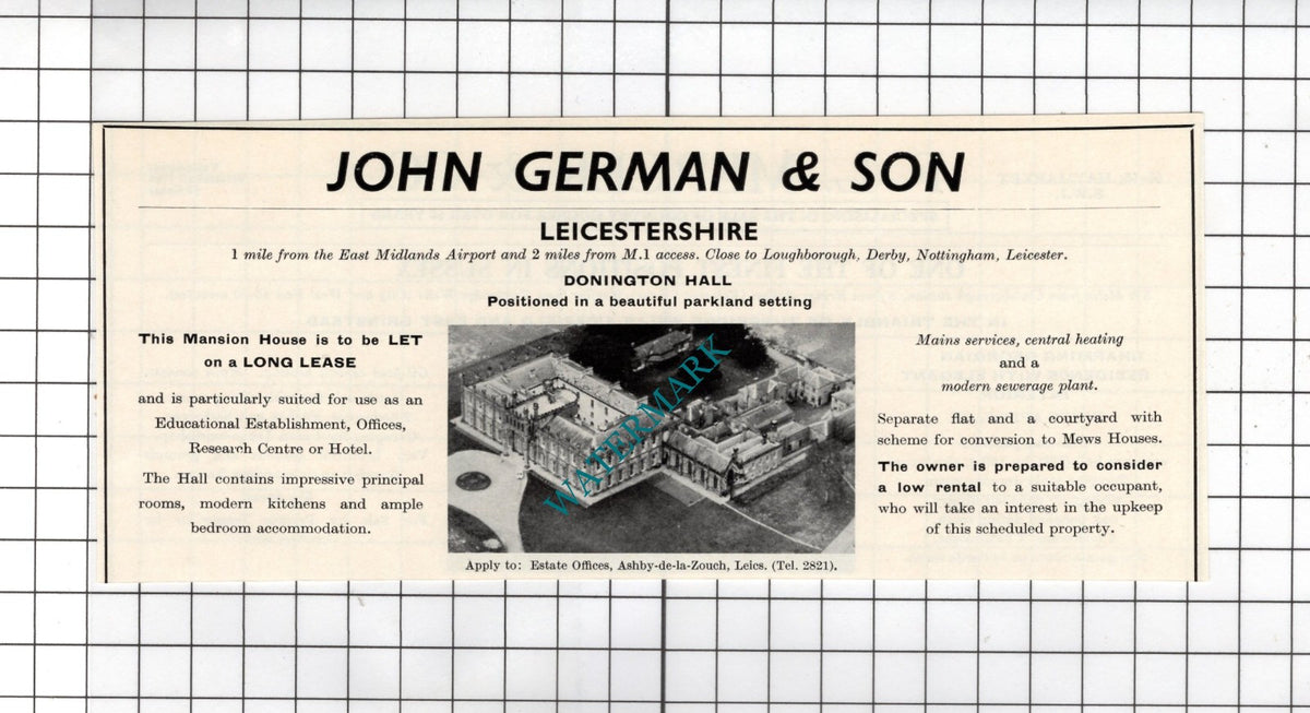 Donington Hall Leicestershire - 1967 Small House Advert