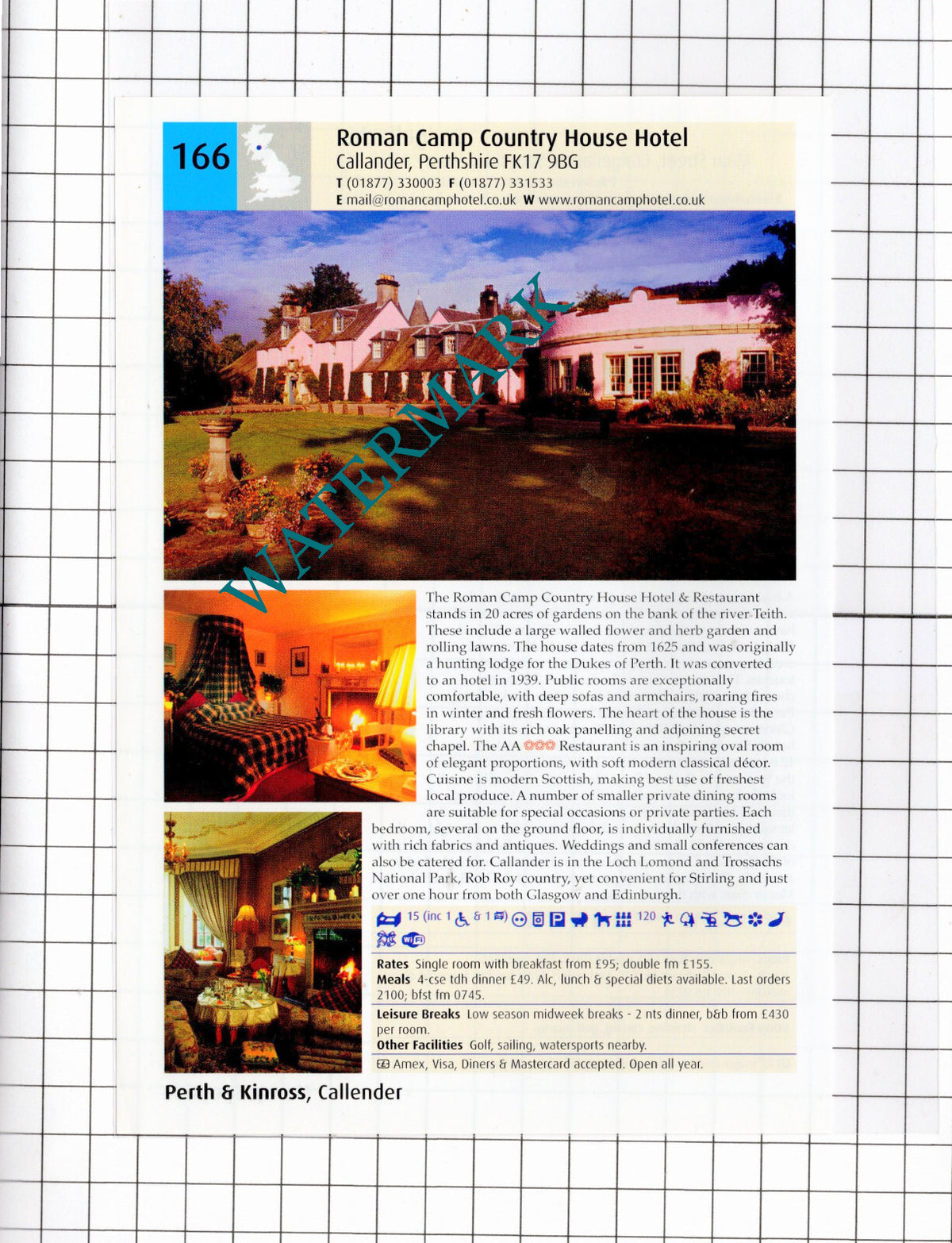 Craigellachie Hotel Speyside / Roman Camp Hotel Callender Scotland -2011 Advert