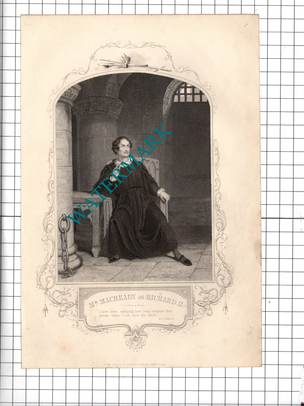 Mr Macready Actor Richard II William Shakespeare Print - c.1880
