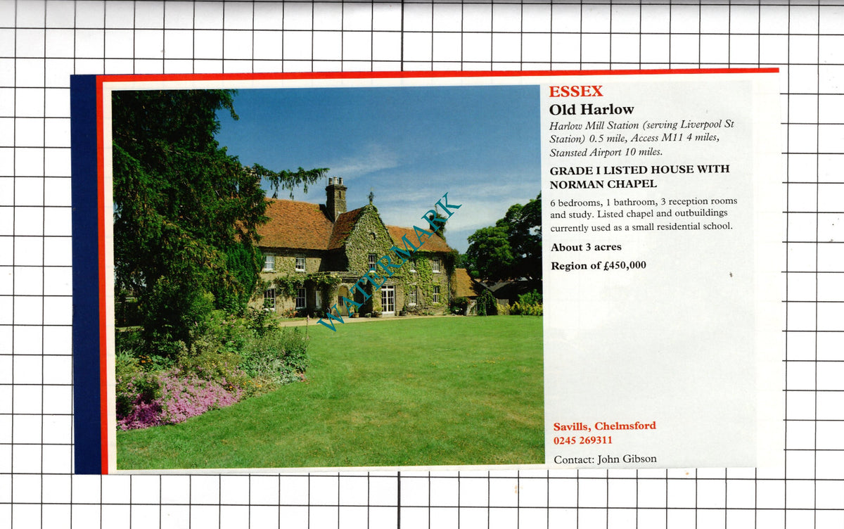 Old Harlow Essex House Sale Advert - 1994 Cutting