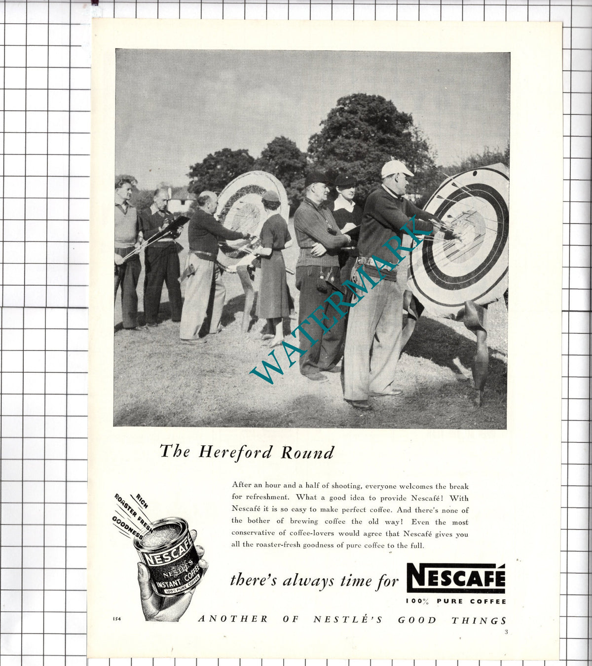 Nescafe Coffee Archery Advert - 1956 Advert
