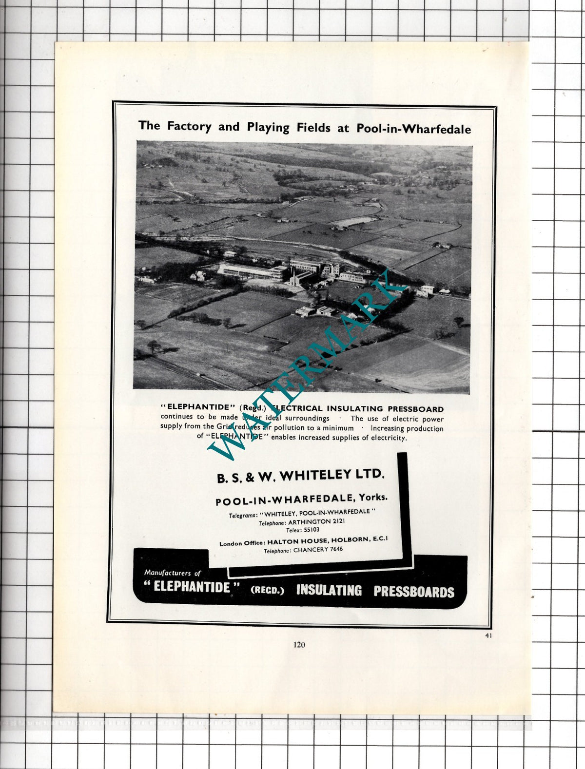 BS & W Whiteley Ltd Pool-in-Wharfedale Yorkshire Elephantide - c.1962 Advert