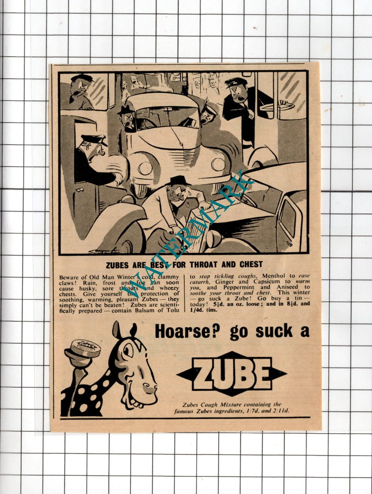 Zubes Cough Sweets Zube Advert - 1952