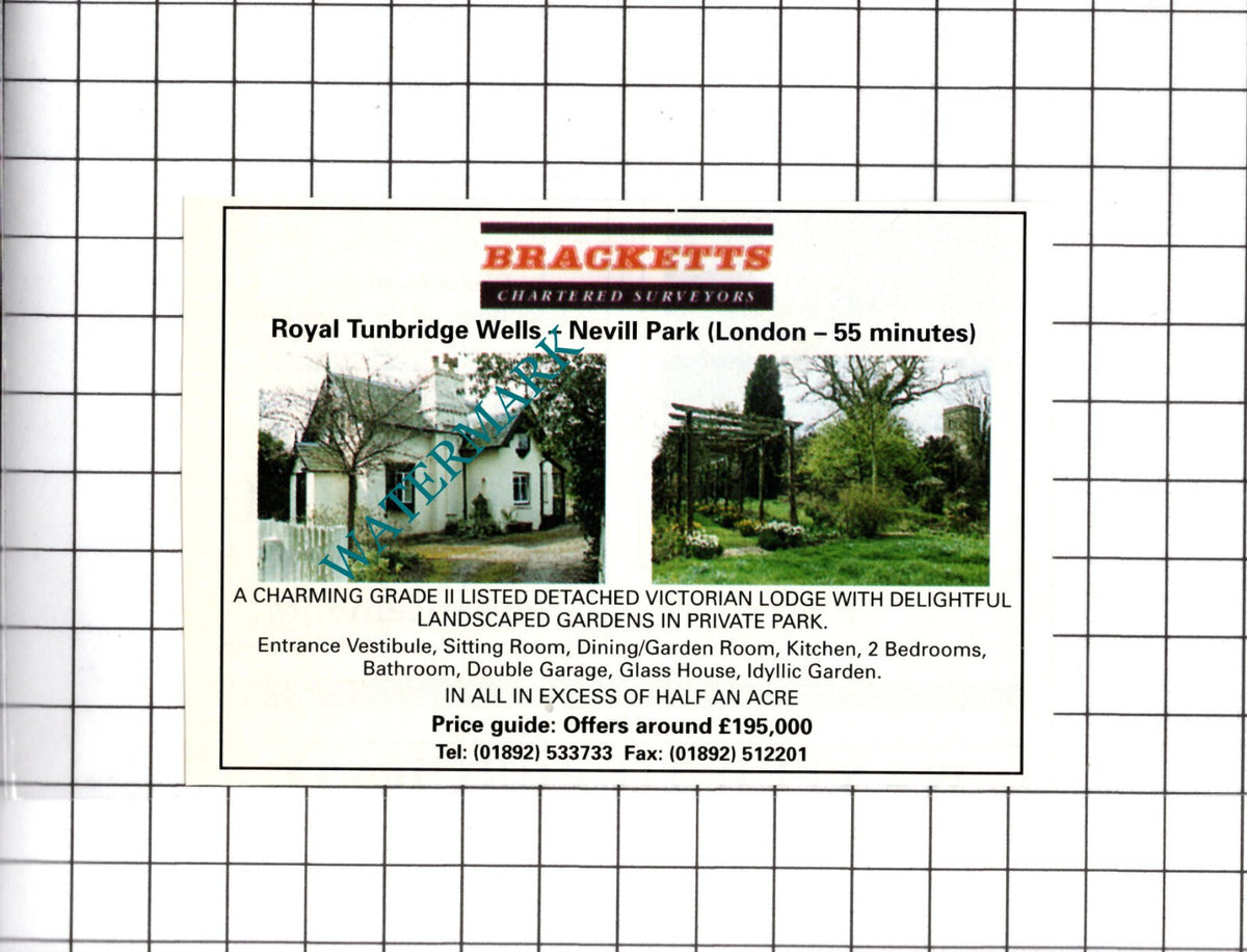 Nevill Park Tunbridge Wells Kent Small House Sale Advert - 1998 Clipping
