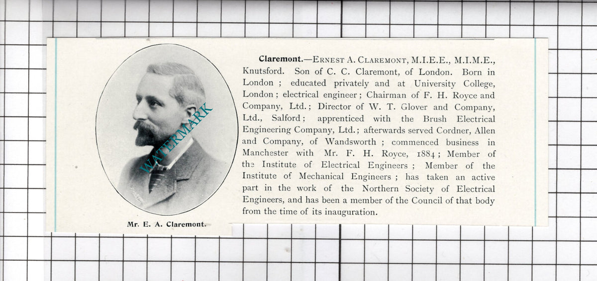 Ernest Claremont Knutsford Cheshire - c.1900 Cutting