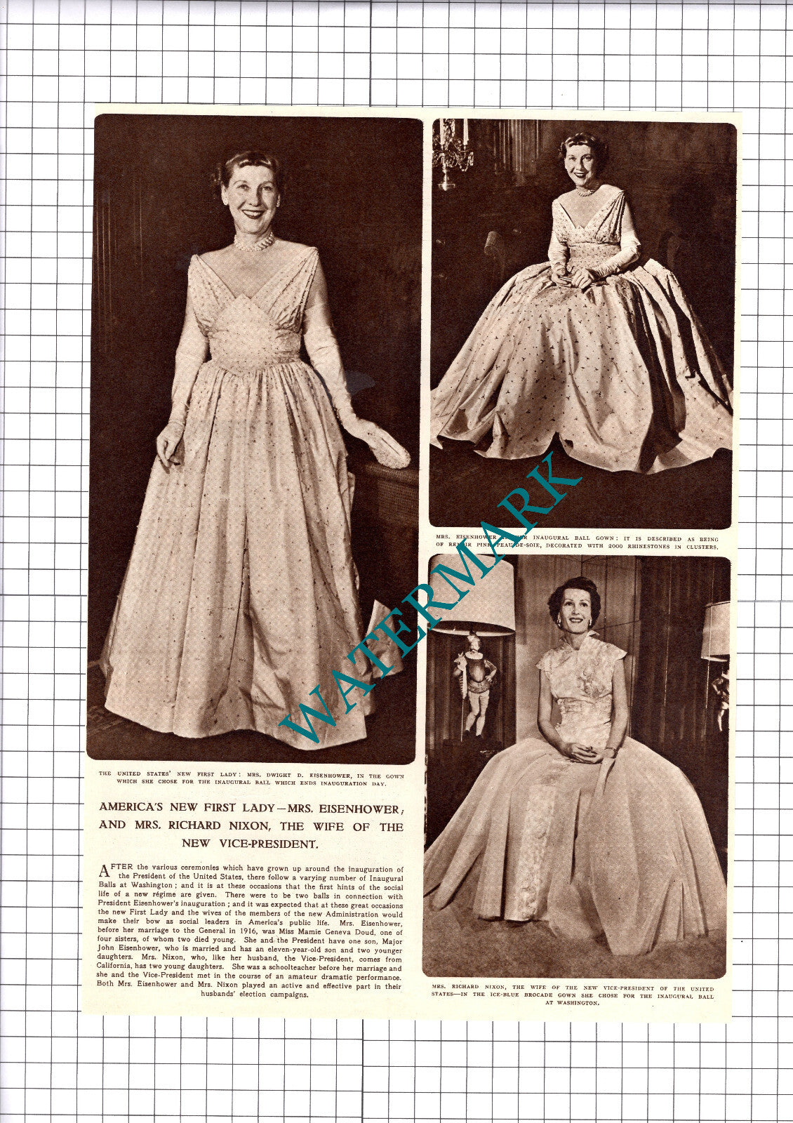 Mrs Dwight Eisenhower Mrs Richard Nixon - 1953 Clipping / Print
