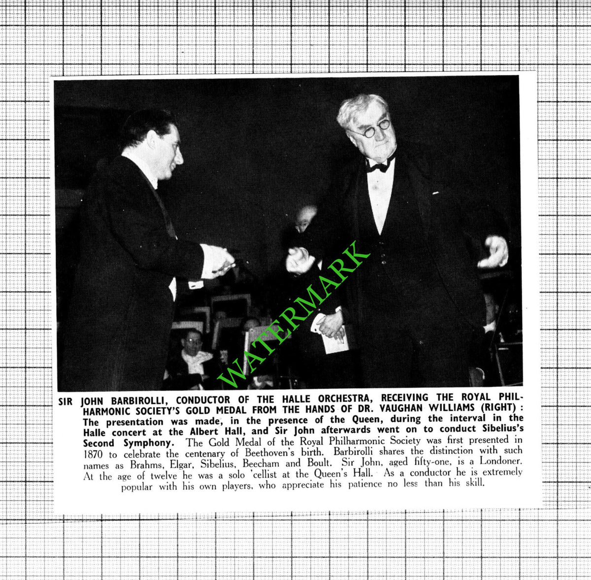 Sir John Barbirolli Halle Orchestra Dr Vaughan Williams - 1950 Cutting