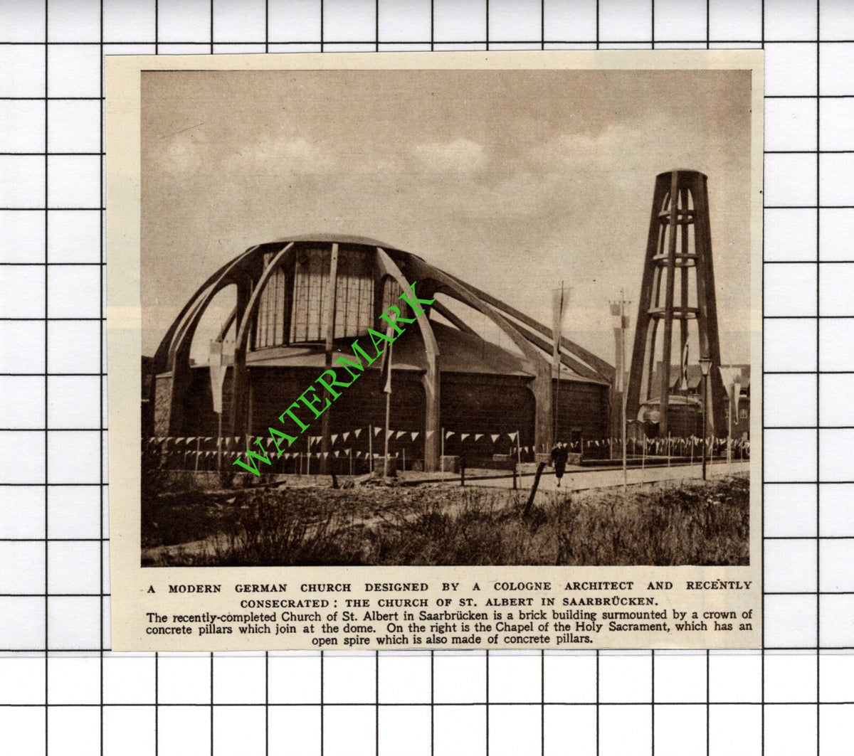 Church of St Albert Saarbrucken Germany - c.1954 Small Cutting