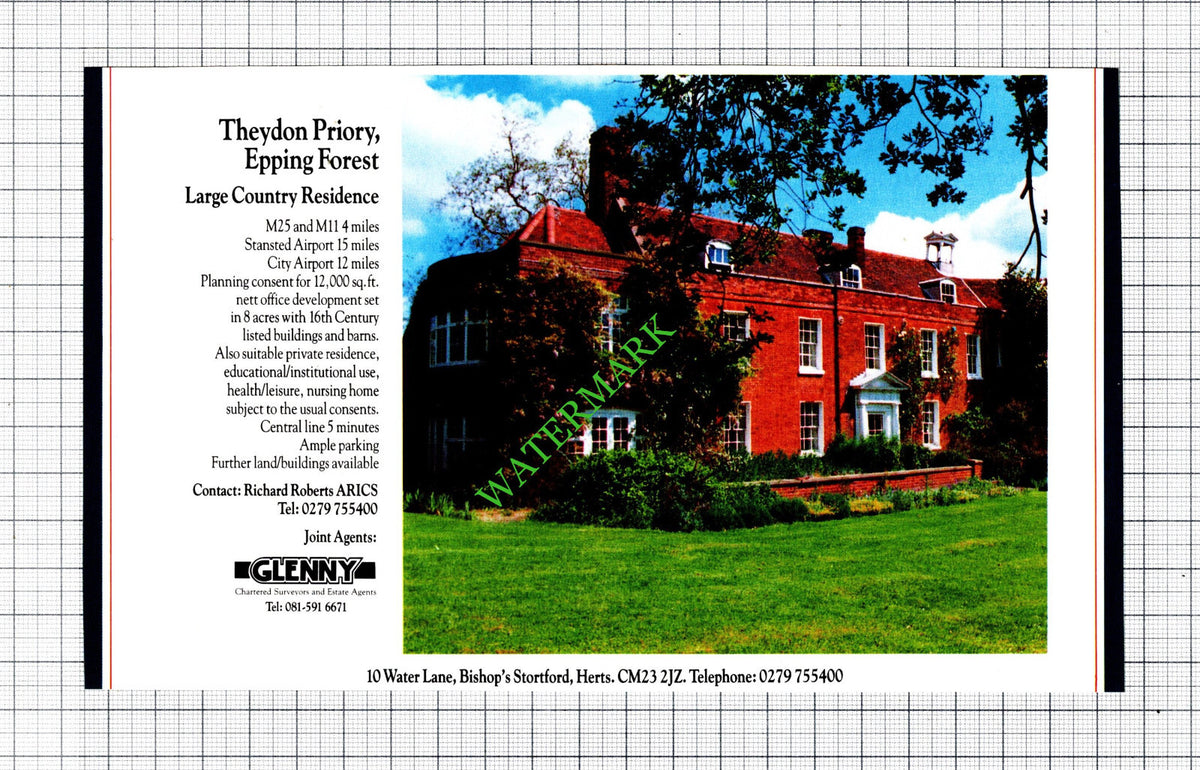 Theydon Priory Epping Forest Sale Advert - 1991 Cutting