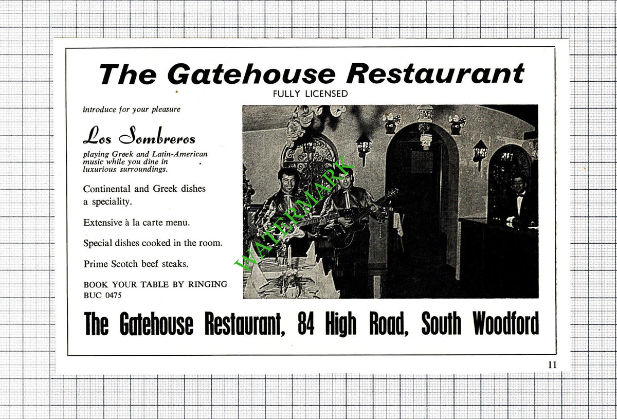 The Gatehouse Restaurant South Woodford Essex Les Sombreros Advert 1968 Cutting