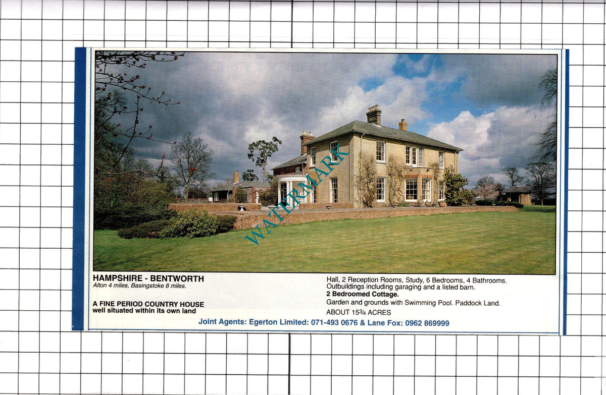 Bentworth Hampshire House Sale Advert - 1994 Clipping / Print