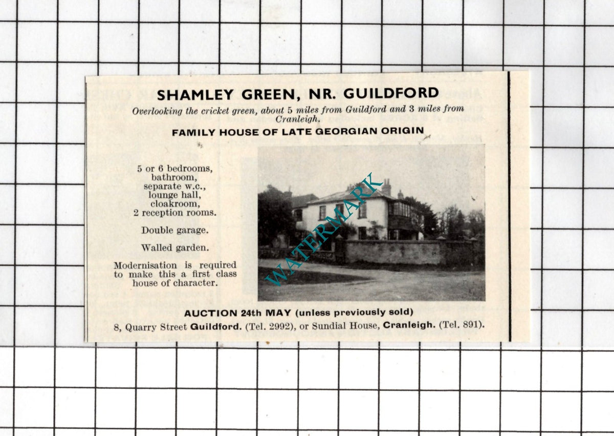 Shamley Green Surrey SMALL House Sale Advert - 1967