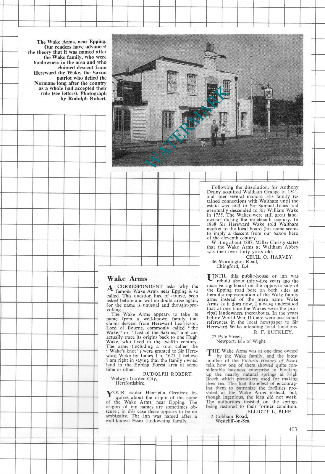 The Wake Arms Epping Essex - 1967 Two-Part Clipping