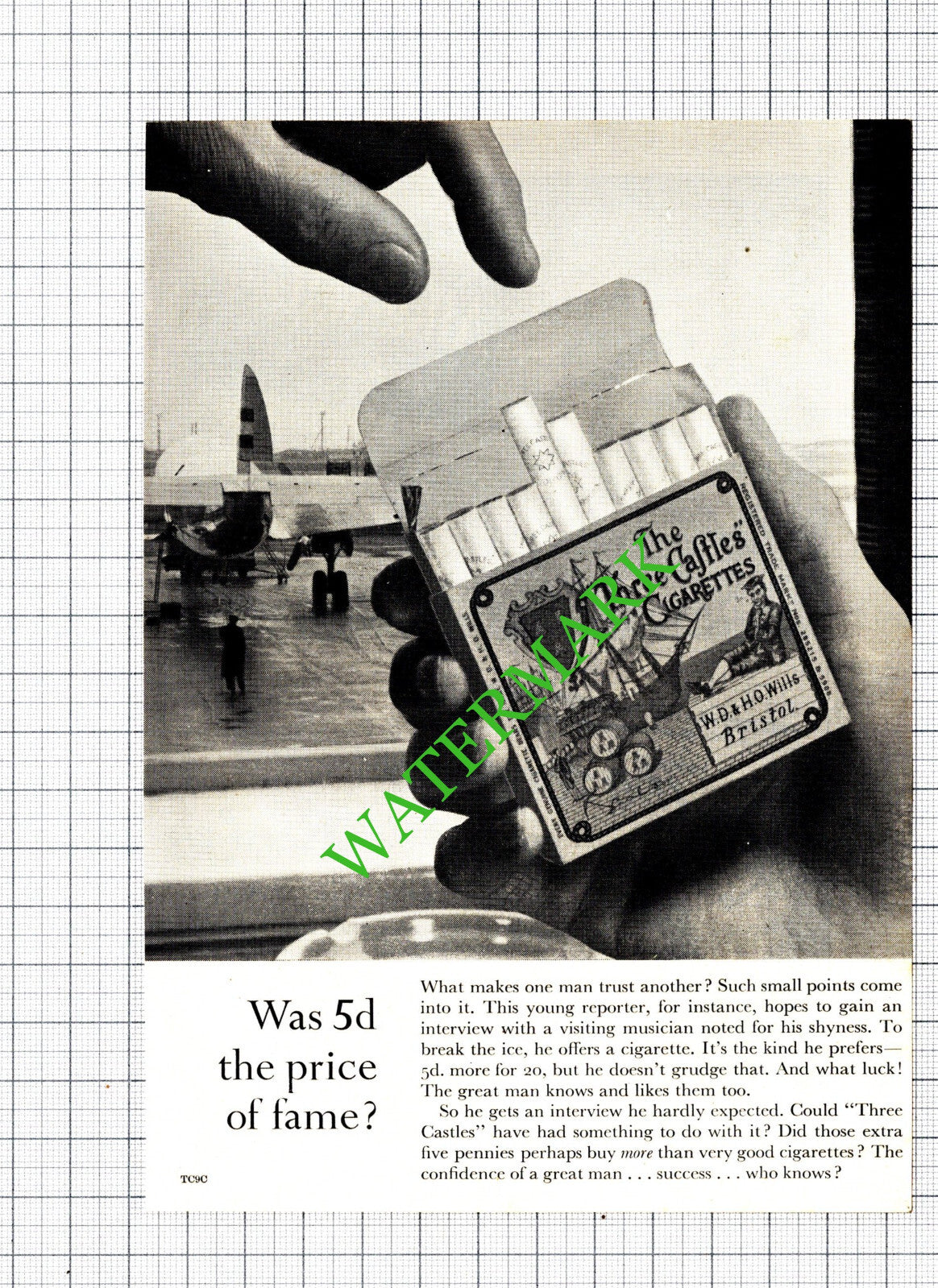 Three Castles Cigarettes Small Advert - 1956 Cutting