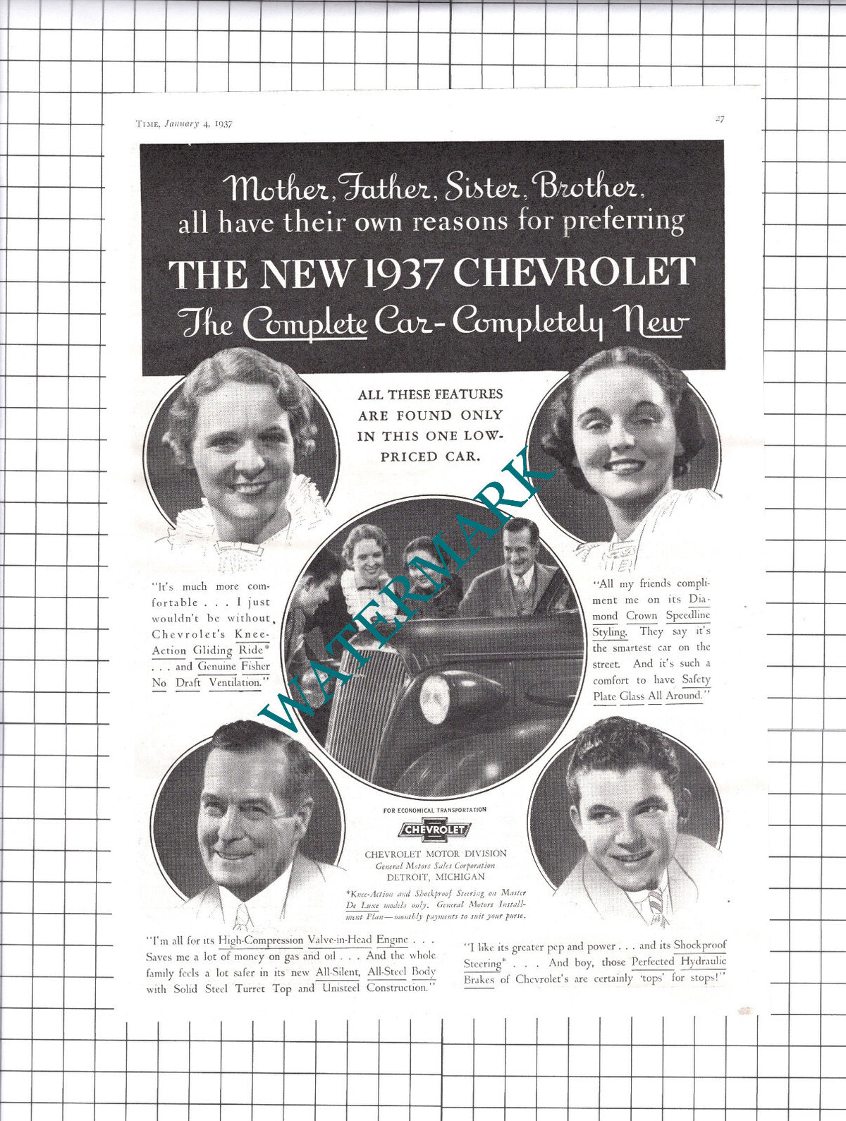 Chevrolet Car Advert - 1937 Clipping / Print