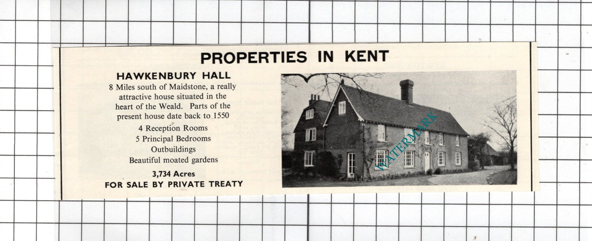 Hawkenbury Hall Kent House Sale Advert - 1967