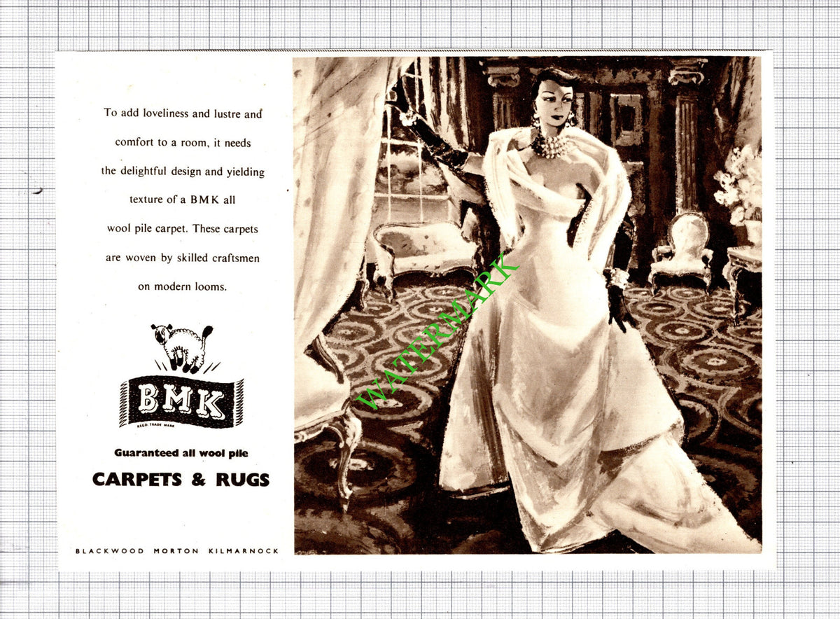 BMK Blackwood Morton Kilmarnock Carpets Advert - 1954 Cutting