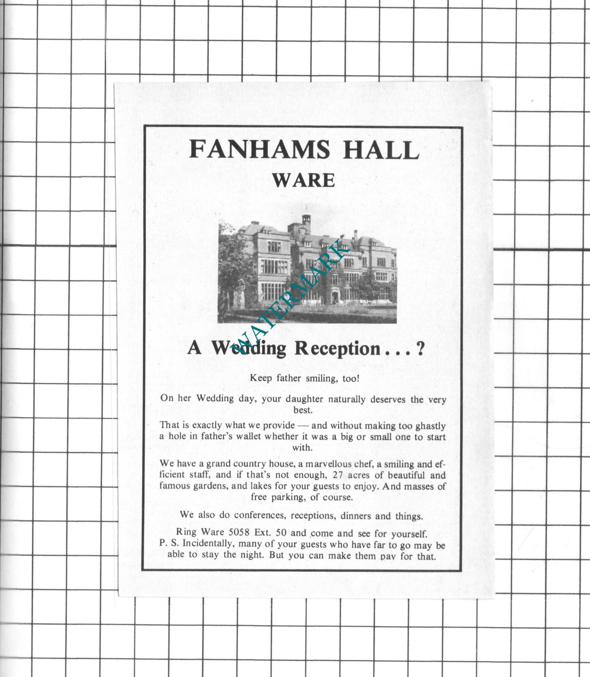 Fanhams Hall Ware Advert - 1978 Small Clipping