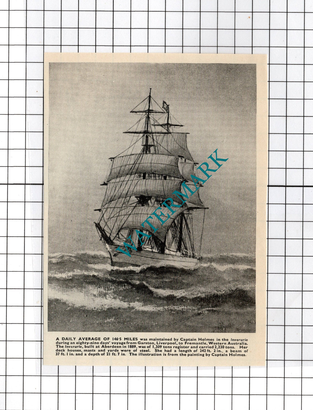 INVERURIE Ship Captain Holmes - c.1940's Cutting