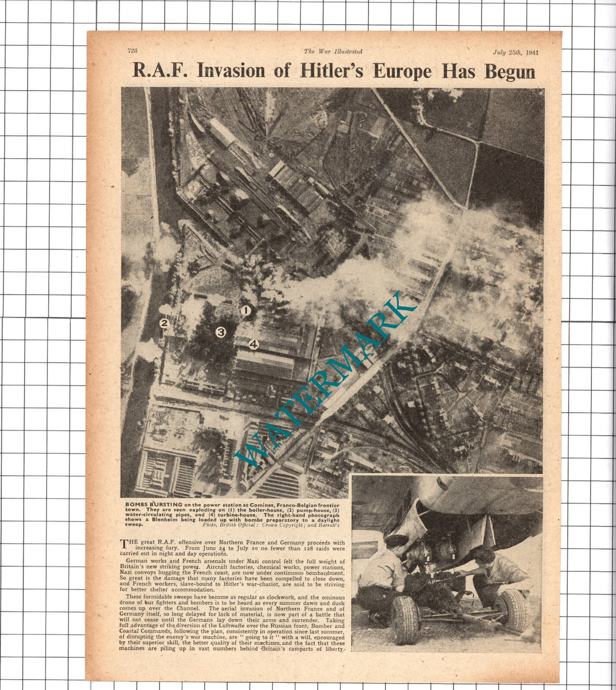 Comines Power Station France RAF Bombings WW2 - 1941 Clipping