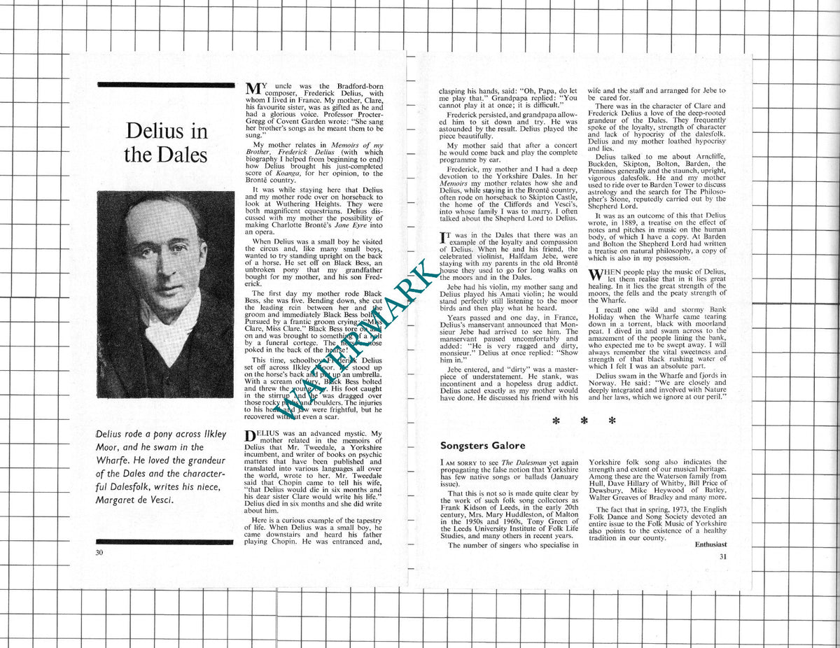 Frederick Delius Composer - 1974 Article