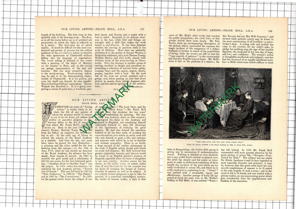 Frank Holl Artist - c.1880 Article