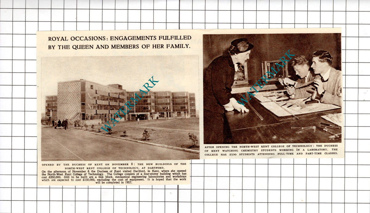 North West College Of Technology Dartford Royal Visit - 1955 Cutting