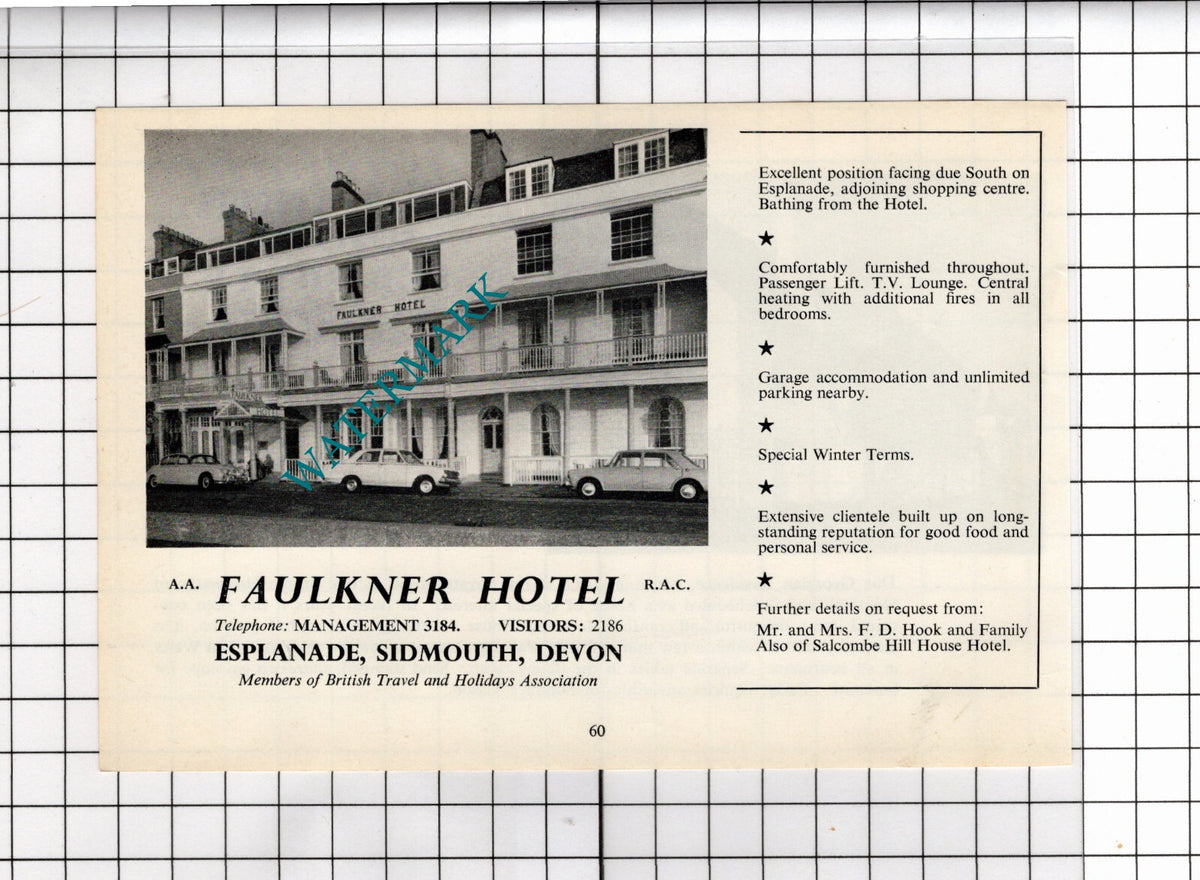 May Cottage Sidmouth Devon Davison / Faulkner Hotel Mrs F D Hook - 1968 ADVERT