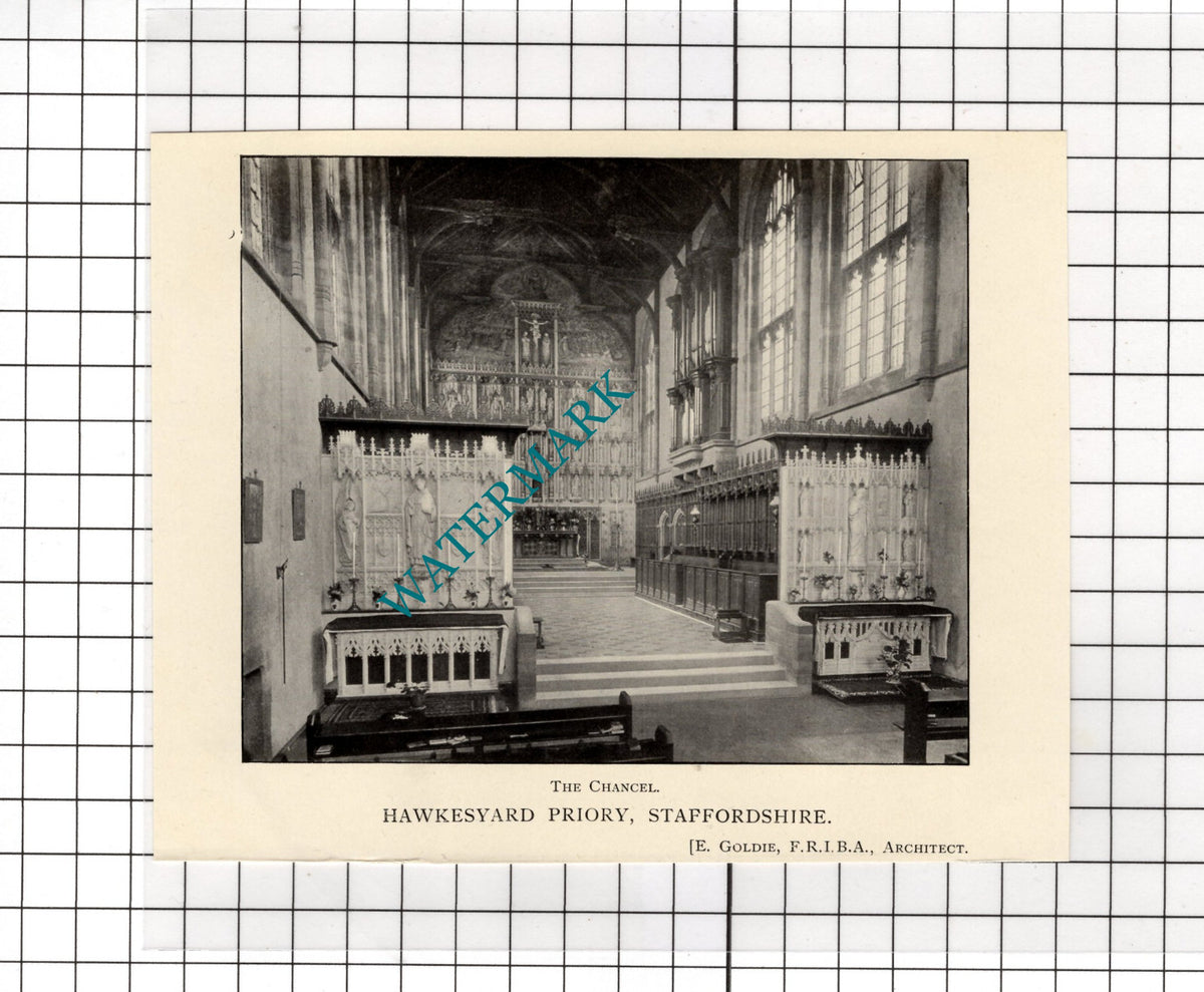 Hawkesyard Priory Staffordshire E Goldie - c.1910 Small Cutting