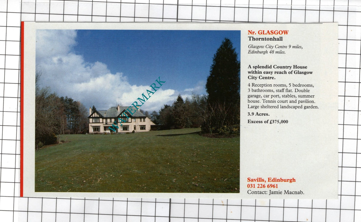 Thorntonhall Glasgow Scotland - 1991 House Sale Advert