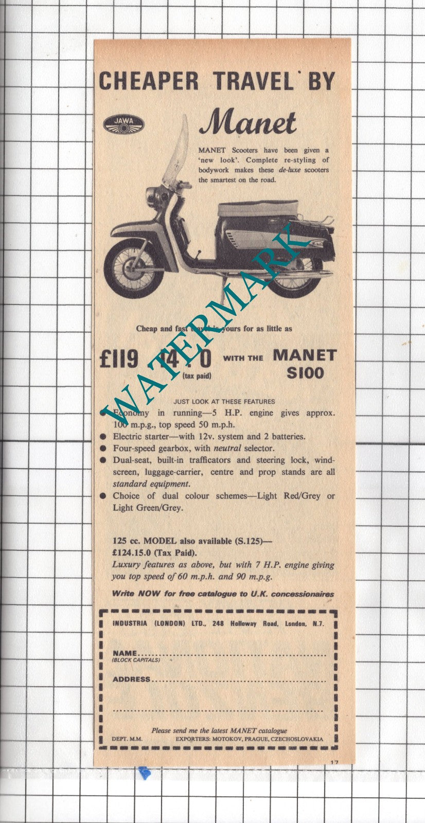 Manet Scooters Advert - 1965
