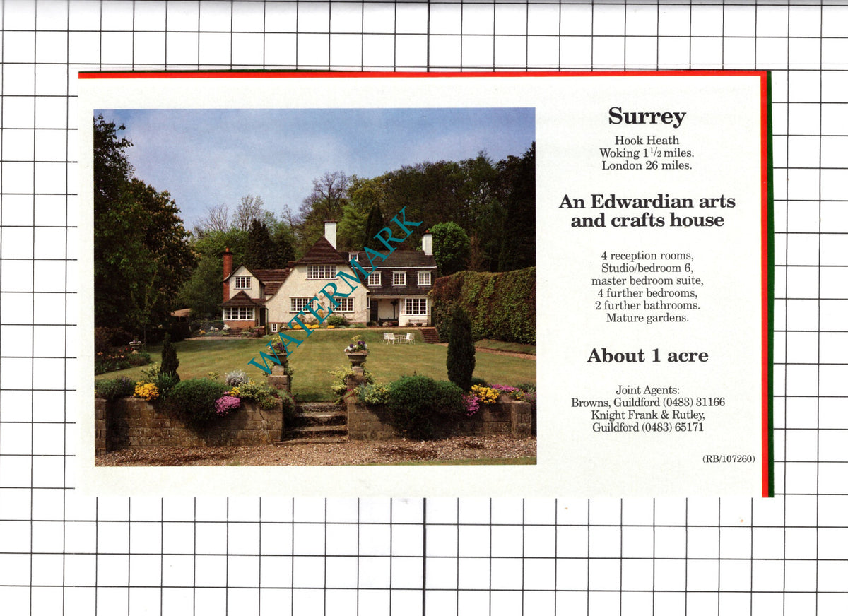 Hook Heath Surrey House Sale Advert - 1991 Clipping