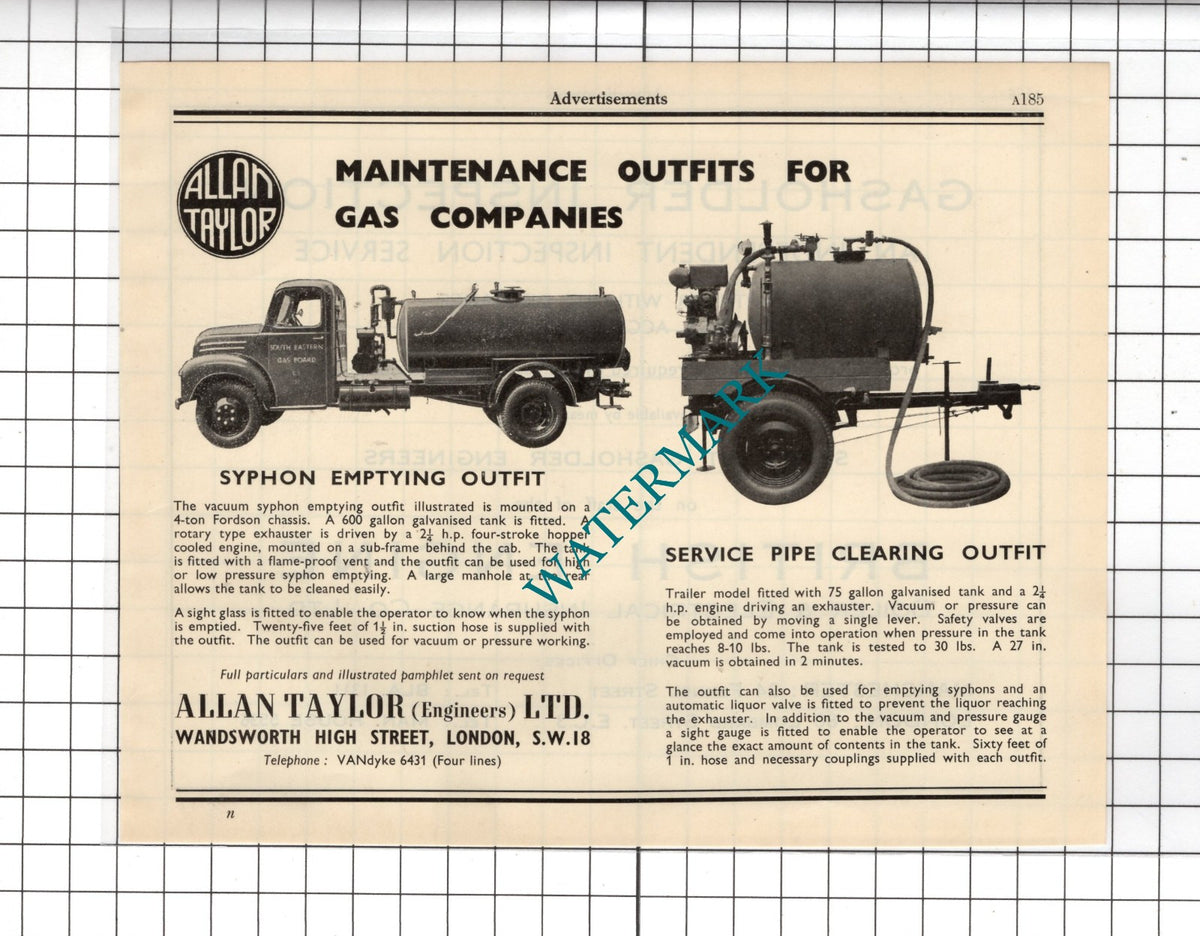 Allan Taylor Engineers Ltd Wandsworth High Street London - 1951 Advert