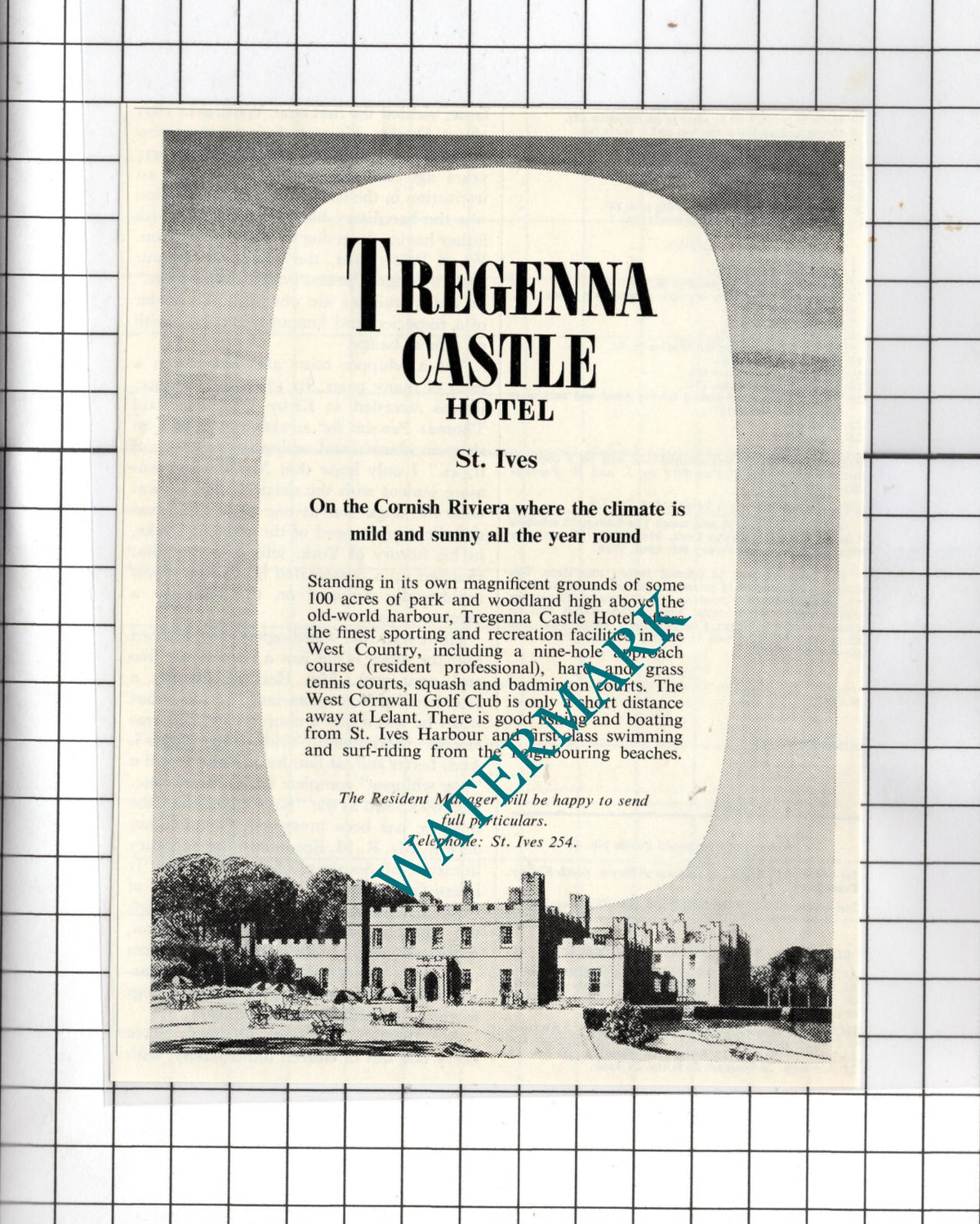 Treganna Castle Hotel St Ives Cornwall - 1956 Advert