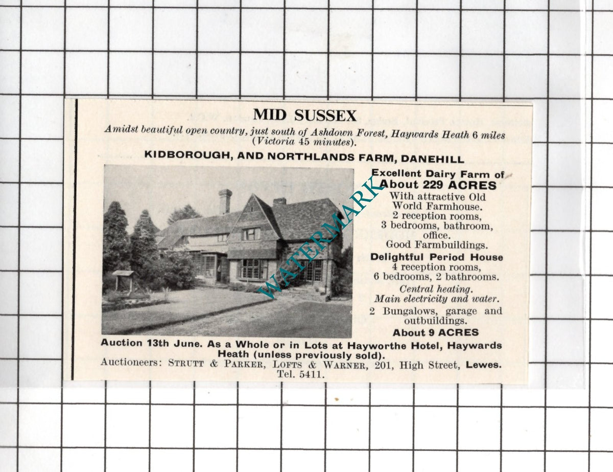Kidborough and Northlands Farm Danehill Sussex - 1967 House Sale Advert - Small