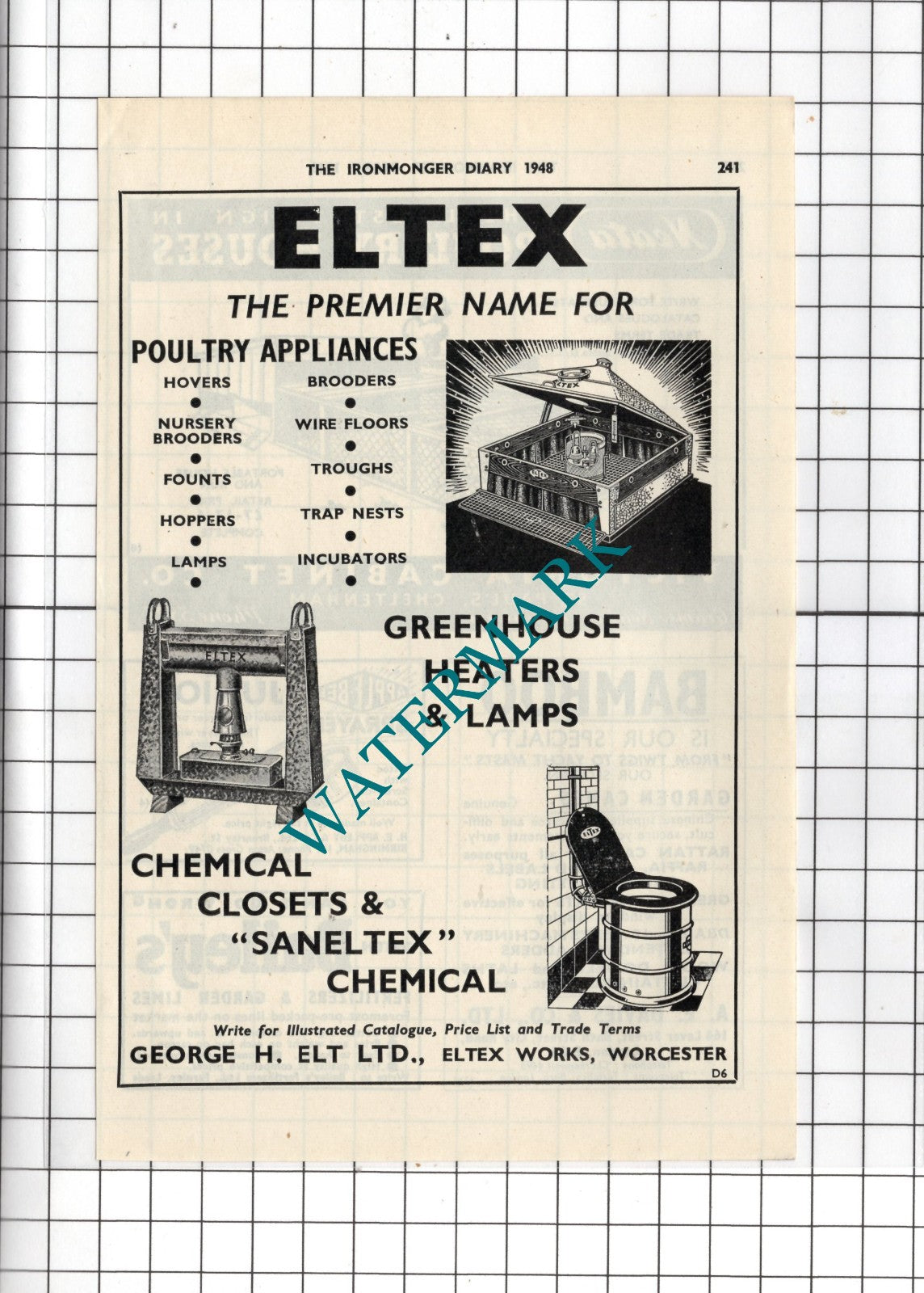 George H Elt Ltd Eltex Works Worcester - 1948 Small Advert
