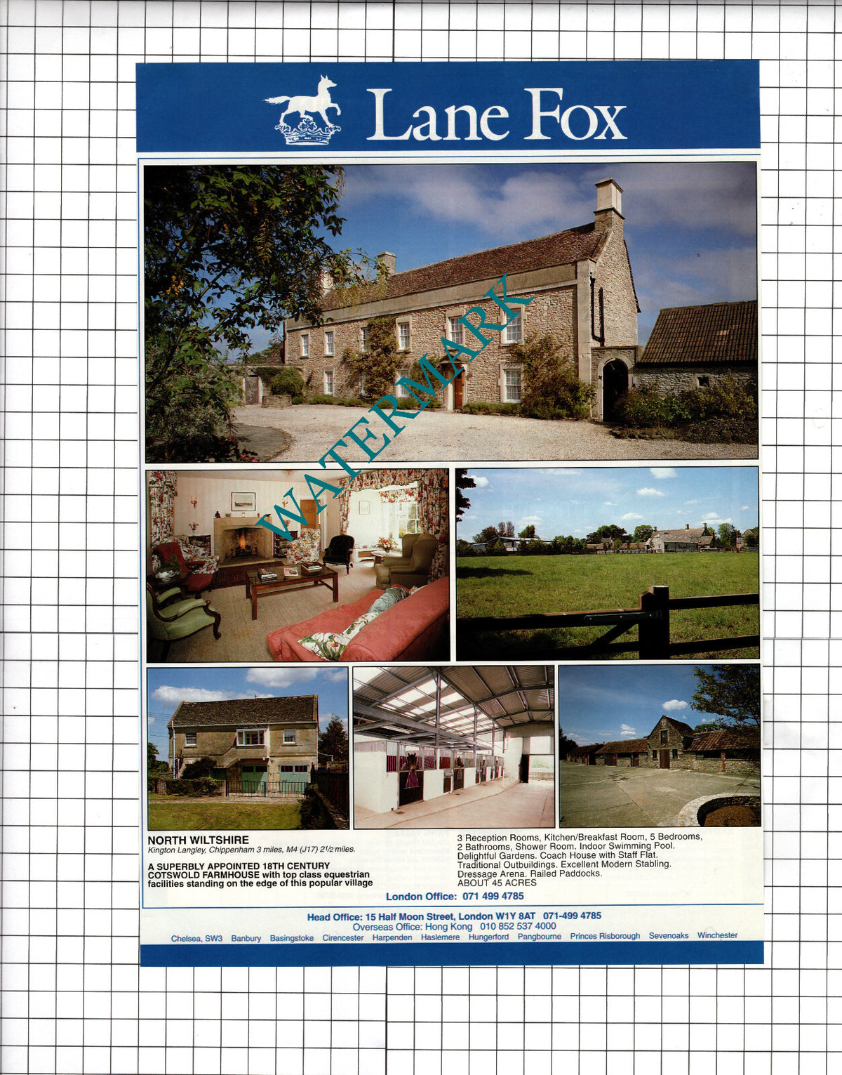 Kington Langley Wiltshire Farmhouse Equestrian - c.1994 House Sale Advert